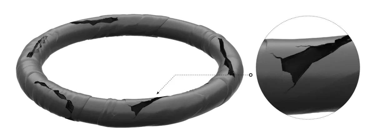 Close-up inspection of degraded silicone cylinder O-rings causing high-pitched air leakage in a gel blaster